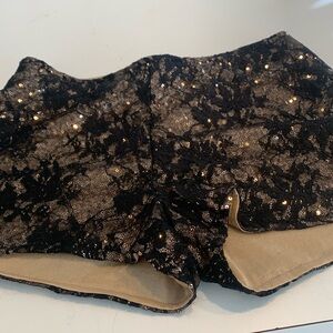 Lace and sequin shorts sparkle black and gold